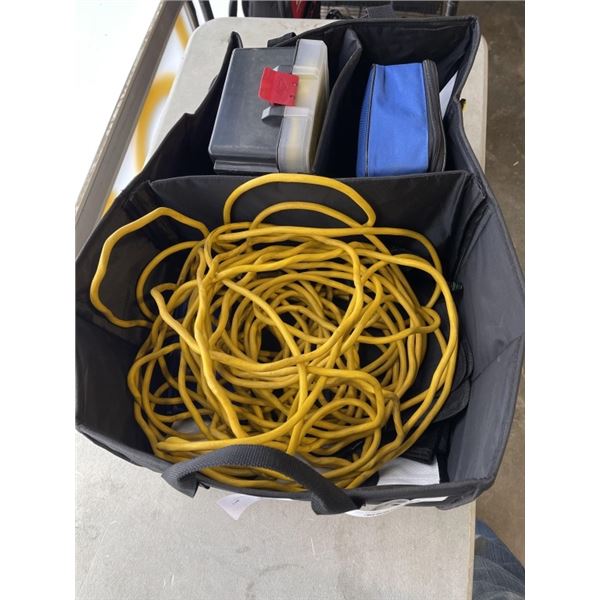 VEHICLE ORAGNIZER WITH EXTENSION CORD, STRAP, ROAD SAFETY KIT ETC