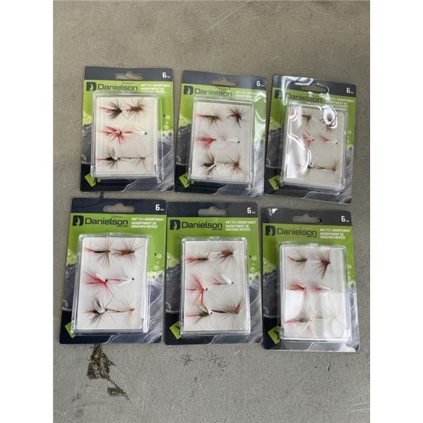 6 NEW FLY CASES W/ 6 FLIES EACH