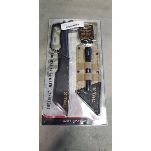 NEW TACTICAL KNIFE AND LED FLASHLIGHT - RETAIL $90