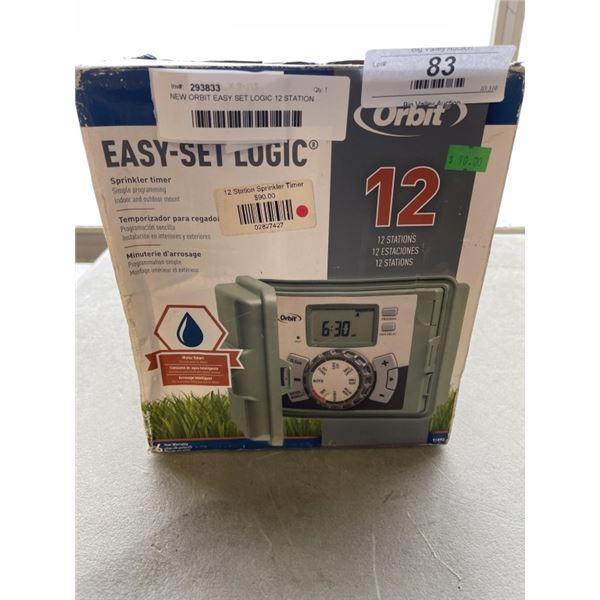 NEW ORBIT EASY SET LOGIC 12 STATION SPRINKLER TIMER