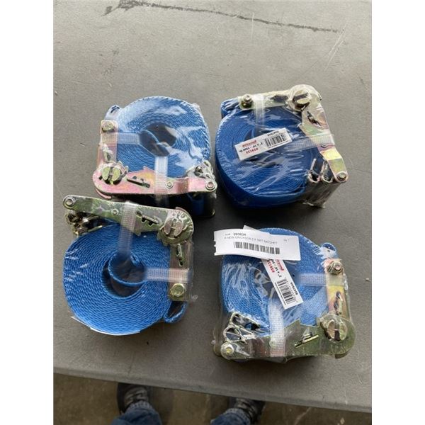 4 NEW ERICKSON 2 X 16FT RATCHET STRAPS WITH SLOT TRACK CONNECTORS