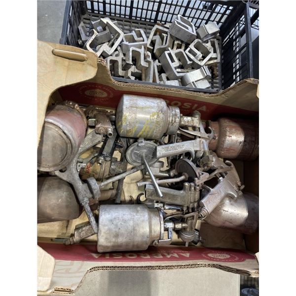 BOX OF SPRAYERS AND BOX OF CLAMPS