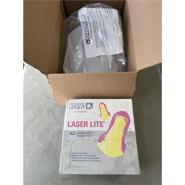 NEW FACESHEILD AND CASE OF EARPLUGS