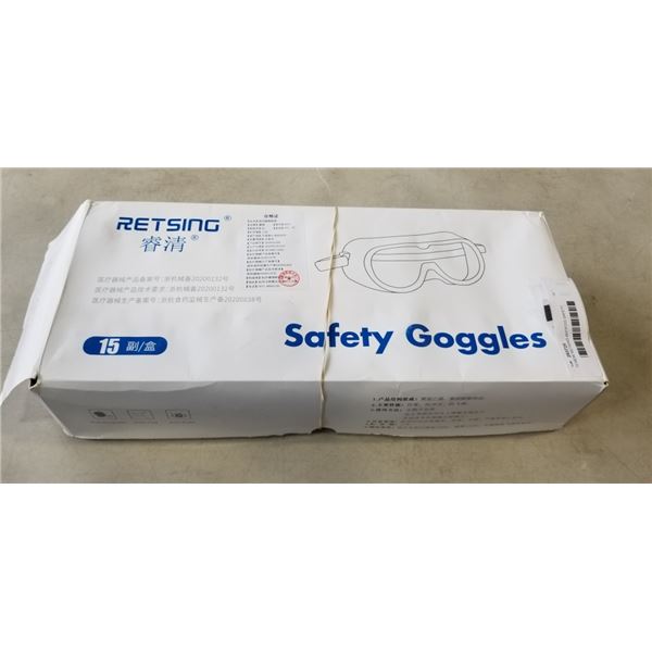 15 NEW RETSING ANTIFOG SAFETY GOGGLES - RETAIL $150