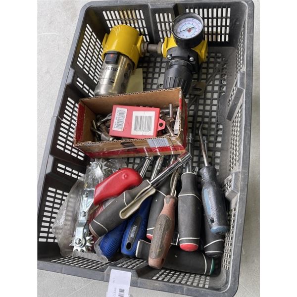 ASSORTED NUT DRIVERS, PAD CLEAN TOOLS, ROUTER BITS, AIR REG / WATER FILTER