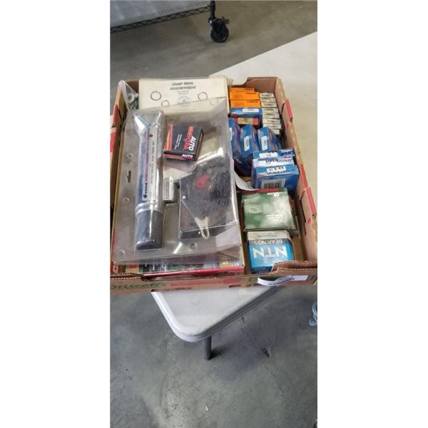 ASSORTED AUTOMOTIVE BEARINGS, SNAP RINGS, TRIMING LIGHT, IMMOBILIZER