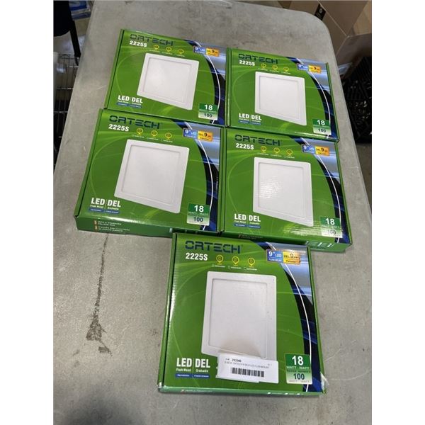 5 NEW ORTECH 9 INCH LED FLUSH MOUNT DOWNLIGHTS