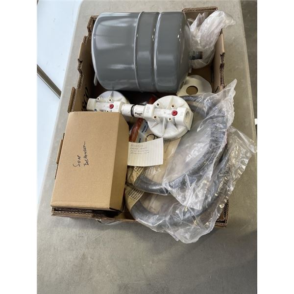 ASSORTED WASHER HOSE, SOAP DISPENSERS, EXPANSION TANK ETC