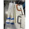 Image 1 : 2 LARGE C-CLAMPS, ONE IS 11.5 INCH AND 2 BAR CLAMPS 40 INCH