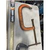 Image 4 : 2 LARGE C-CLAMPS, ONE IS 11.5 INCH AND 2 BAR CLAMPS 40 INCH