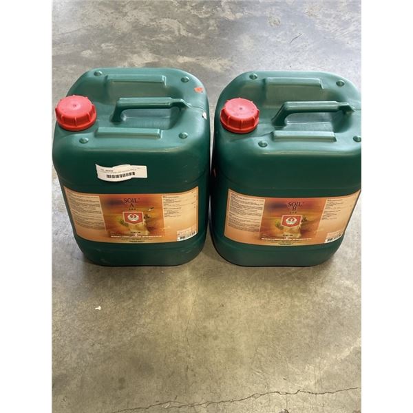 2 JUGS OF HOUSE AND GARDEN SOIL A  PLANT FOOD, 20 LITRES EACH