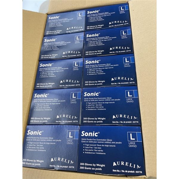 CASE OF SONIC SIZE LARGE NITRILE GLOVES, 3000 PER BOX