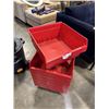 Image 2 : 7 RED NESTING ORGANIZING SHELF BINS, 18X16.5X8 INCH TALL