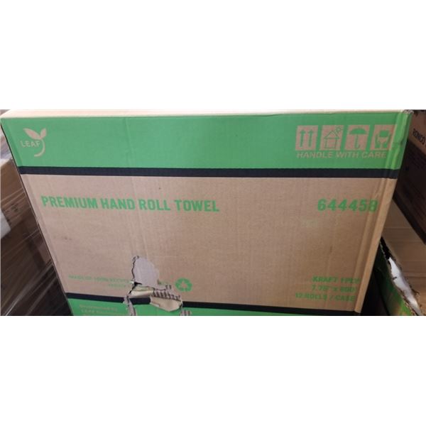 NEW CASE LEAF PREMIUM HAND TOWEL ROLLS -12 ROLLS, 7.75" x 600FT