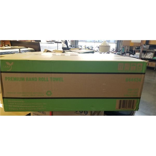 NEW CASE LEAF PREMIUM HAND TOWEL ROLLS - 8 ROLLS, 7.75" x 800FT