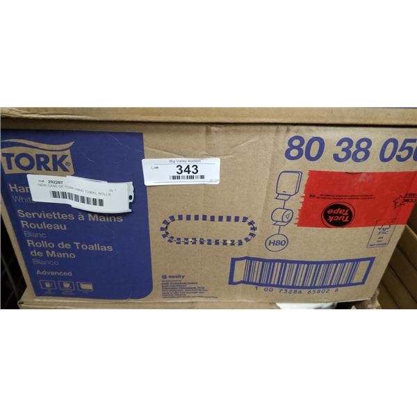 NEW CASE OF TORK HAND TOWEL ROLLS WHITE