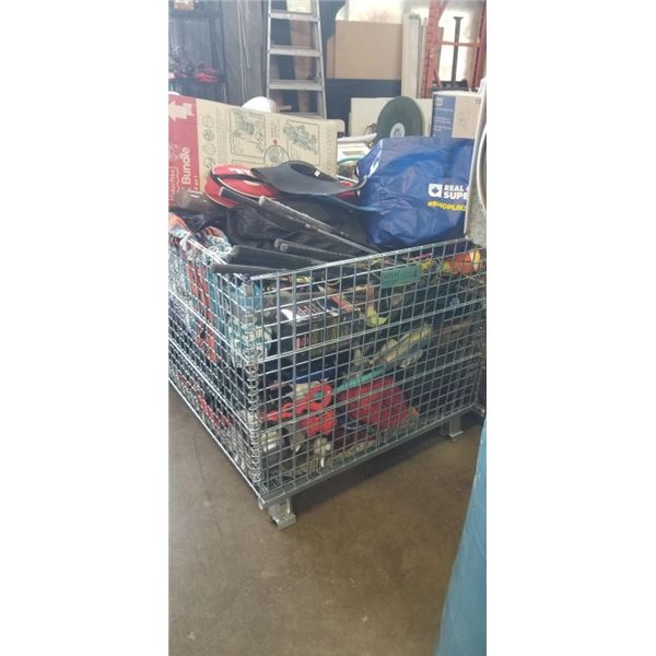 PALLET OF ASSORTED GOODS, CONTENTS OF REPOSESSSED VEHICLES, BIN NOT INCLUDED