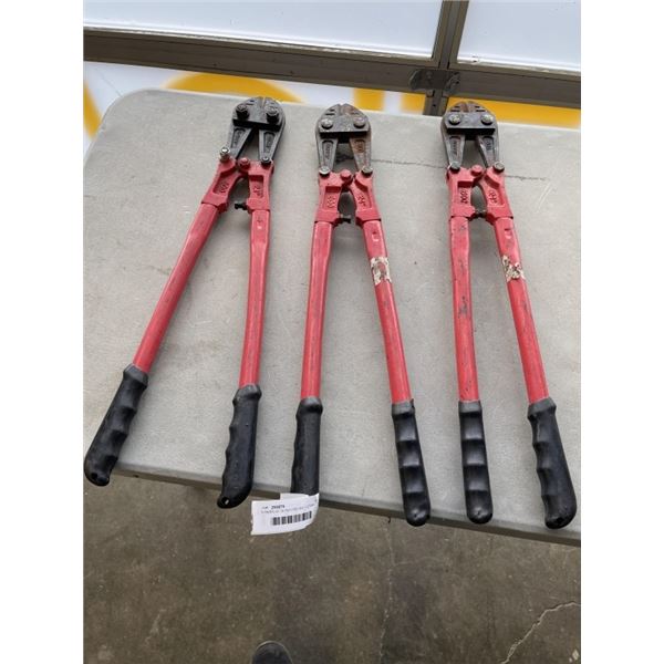 3 PAIRS OF 24 INCH RED BOLT CUTTERS