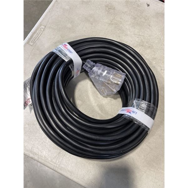 AS NEW INDOOR/OUTDOOR 3 POWER OUTLET 100FT 12 AWG 15 AMP BLACK EXTENTION CORD