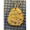 Image 2 : VINTAGE GENUINE TIGERS EYE STONE PENDANT HAND CARVED W/ GOLD TONE LINK CHAIN NECKLACE AND 7 BLACK CO
