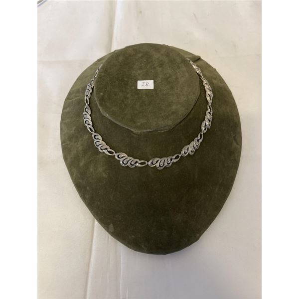 VINTAGE STERLING SILVER W/ MAKESITE STONES NECKLACE 15" LENGTH