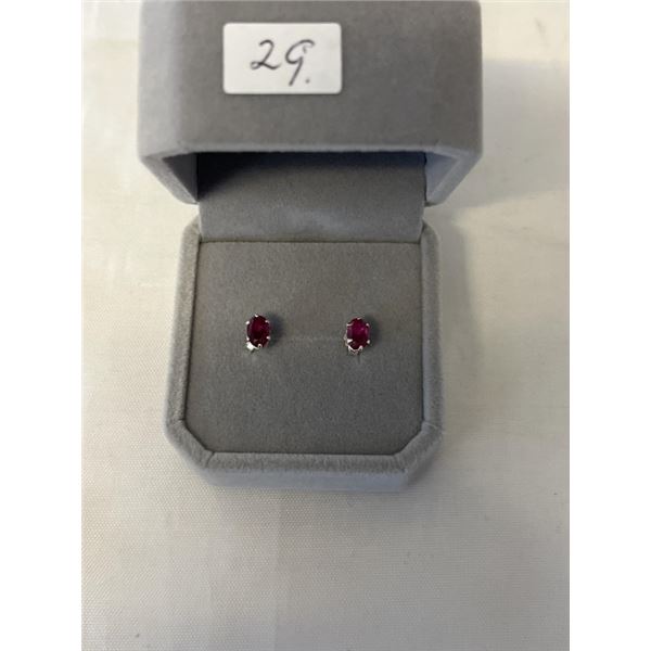 PAIR OF STERLING SILVER W/ RUBY STONES EARRINGS MARKED 925