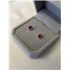 Image 2 : PAIR OF STERLING SILVER W/ RUBY STONES EARRINGS MARKED 925