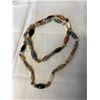 Image 1 : VINTAGE EXTRA LENGTH HAND KNOTTED GENUINE AGATE STONES NECKLACE 38" LENGTH