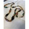 Image 3 : VINTAGE EXTRA LENGTH HAND KNOTTED GENUINE AGATE STONES NECKLACE 38" LENGTH