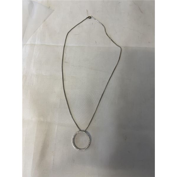 STERLING SILVER BOX LINK CAIN W/ PENDANT NECKLACE 19" LENGTH