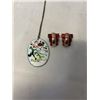 Image 2 : VINTAGE PAIR OF MATISSE COPPER CLIP ON EARRINGS, ENAMEL AND JC DIVIS COPPER PENDANT W/ CHAIN NECKLAC