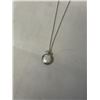 Image 2 : STERLING SILVER CHAIN W/ MOBE PEARL PENDANT NECKLACE, MARKED 925 16-18"