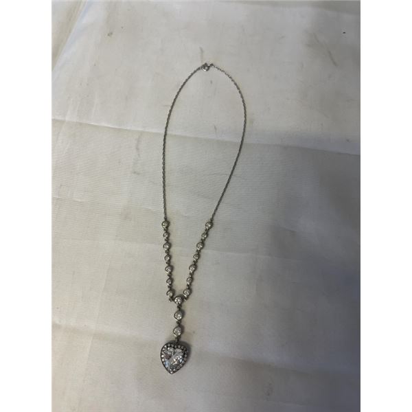 STERLING SILVER W/ CZ STONES CHOKER NECKLACE 16" MARKED 925