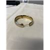 Image 3 : VINTAGE HINGED 14K GOLD ELECTRO PLATE BANGLE, HAND ENGRAVED, MARKED