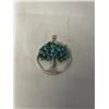 Image 1 : HAND CRAFTED SILVER W/ NATURAL TURQUOISE STONES TREE OF LIFE PENDANT