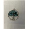 Image 2 : HAND CRAFTED SILVER W/ NATURAL TURQUOISE STONES TREE OF LIFE PENDANT