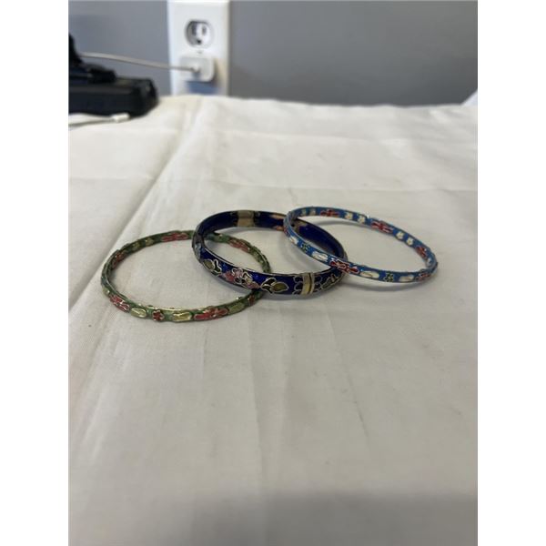 3 VINTAGE CLOISONEE BANGLES