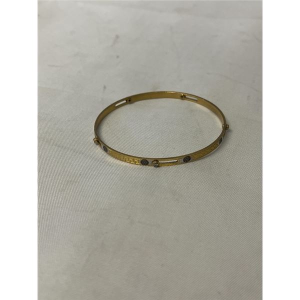 VINTAGE GOLD BANGLE W/ SLIDING STONES UNMARKED