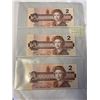 Image 2 : 3 1986 CANADIAN $2 BILLS MINT IN SEQUENCE 284-286