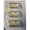 Image 1 : 3 1973 CANADIAN $1 BILLS MINT UN SEQUENCE 728-730