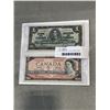 Image 1 : 1937 CANADIAN 1 DOLLAR AND 1954 2 DOLLAR BANK NOTES