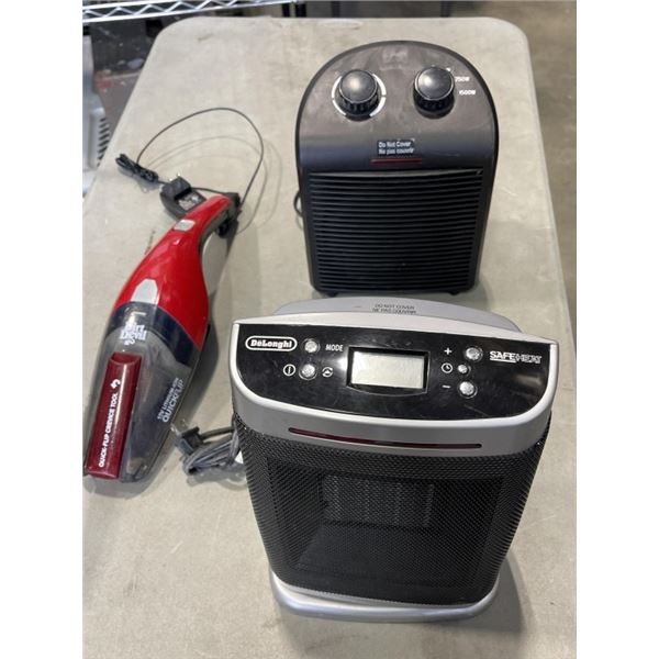 2 SPACE HEATERS AND HAND HELD VACUUM