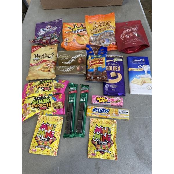 TRAY OF ASSORTED CANDY AND SNACKS