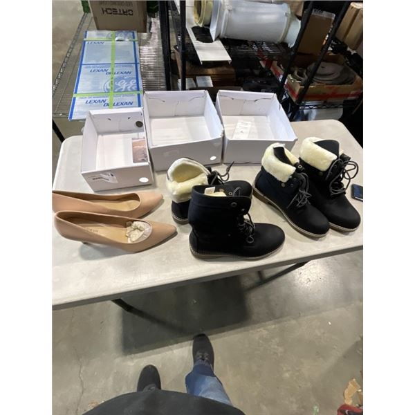 3 NEW WOMENS SIZE 9.5 WINTER BOOTS AND 1 PAIR OF SHOES