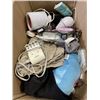Image 6 : BOX AND BAG OF HOUSEHOLD ITEMS, CRAFT SUPPLIES, DOG VESTS, WORK OUT PULLEYS, ETC