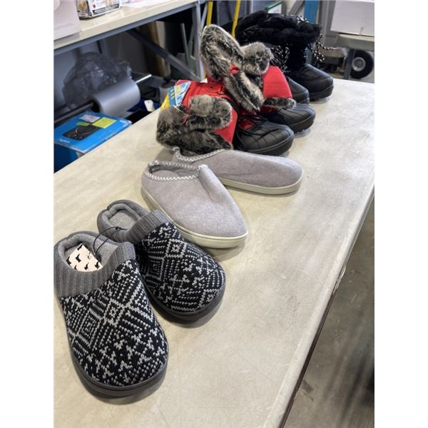 4 NEW PAIRS OF WOMENS SIZE 6 BOOTS AND SLIPPERS