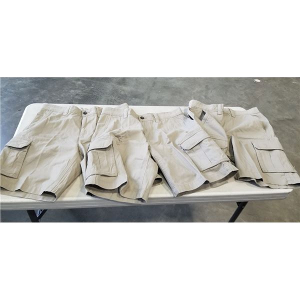 3 NEW PAIRS OF MENS KHAKI SHORTS - SIZE 36, RETAIL $90