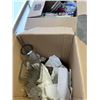 Image 1 : 2 BOXES OF ASSORTED HOUSEHOLD ITEMS INCLUDING HEAVY CRYSTAL VAVES BOARD GAMES ETC