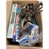 Image 2 : 2 BOXES OF ASSORTED HOUSEHOLD ITEMS INCLUDING HEAVY CRYSTAL VAVES BOARD GAMES ETC