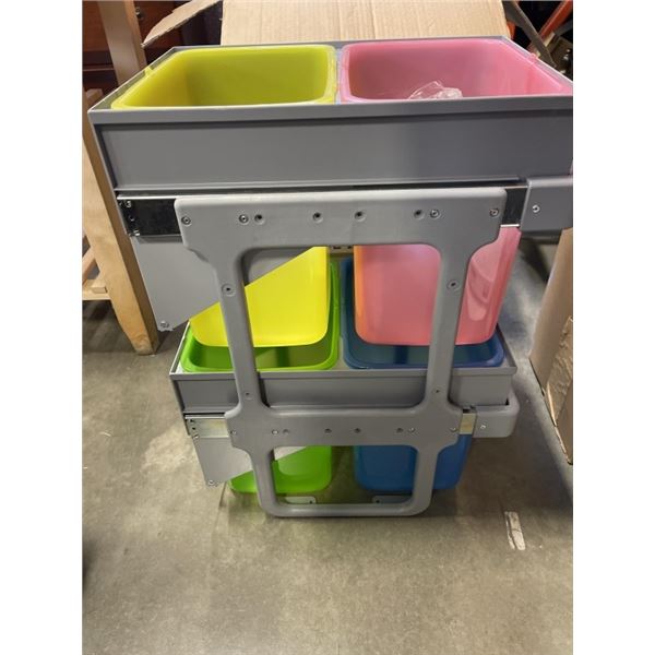 MARINA BARON TWO LEVEL FOUR BIN TANDEM 40 GARABGE DISPOSAL SYSTEM, UNDER COUNTER PULLOUT